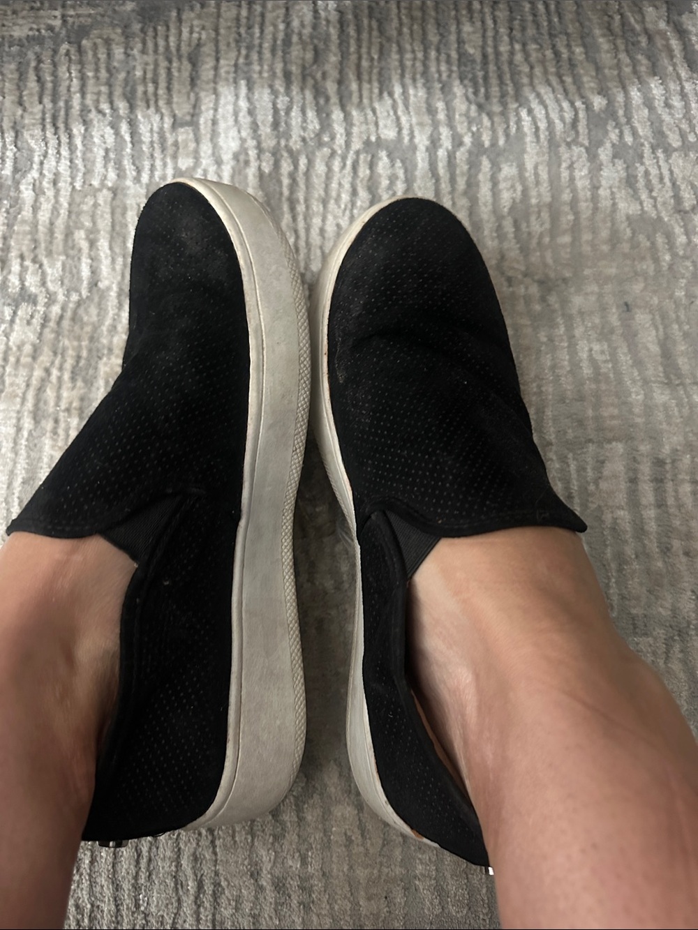 Women’s Slip-On Sneakers in Black with White Sole